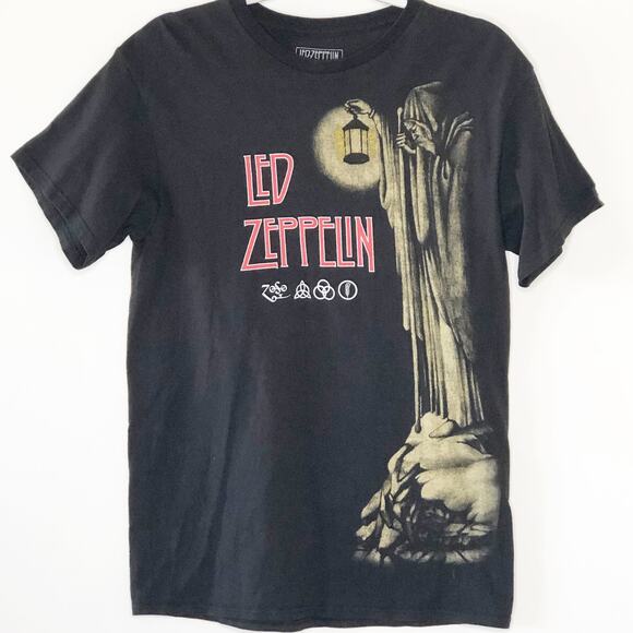 Led Zeppelin Graphic Tee Medium Classic Rock Stairway to Heaven Black - Picture 1 of 4